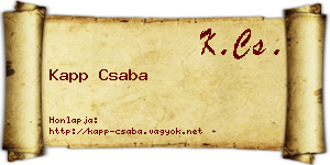 Kapp Csaba névjegykártya